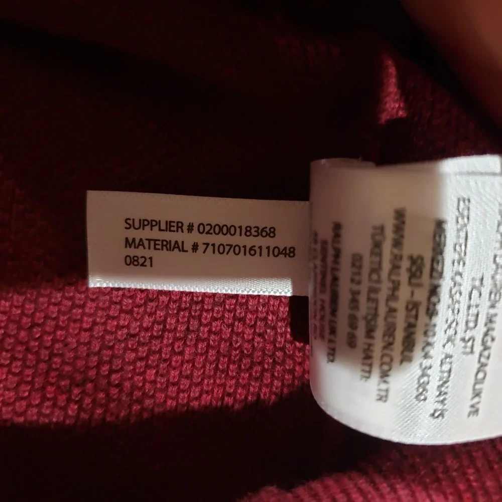 Polo Ralph Lauren Pima Cotton Quarter Zip Sweater Mens Maroon Sz XXL Pullover - Picture 11 of 11
